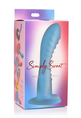 Simply Sweet 7 Inch Ribbed Silicone Dildo Blue with Heart-Shaped Suction Base Default Title DONGS